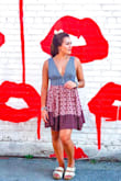 This might be my favorite dress ever! I'm typically someone who likes solids and neutrals, but decided to take a chance on this dress for a trip to Nashville and it did not disappoint! I love that the back has ties so you can tighten or loosen it to the perfect fit. I also super love that I don't have to wear a bra with this dress! It fits my chest best if I wear the shoulders at a little bit of an angle, or else it puckers a bit in the front. Nothing I couldn't fix with a simple adjustment! - Jacqueline S.