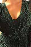 Really wanted to love this dress but the cut/fit is so off. Ordered small (normal size) and medium. In the small, can't lift my arms above my shoulders because sleeves and armpit area is so tight. In the medium, it's way too baggy in the chest/waist area, and the arms are still tight! As other review said, the top wrap part of the dress does not match up with the slip underneath. So disappointing since I love the style and pattern of the dress - Lynsey G.