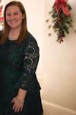 This dress was very flattering. I have larger arms and bust so I was worried it would be tight but it fit just right. I will say the color is not quite what is pictured... more tealish-green to me.  But I still loved it, I lucked out! - Mary S.