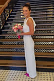 I got married at the court house and I didn't want to wear a big dress, so this jumpsuit was perfect. I had a lot of nice compliments (the backs is beautiful). 
The only thing is that it was too long so I took it to the tailor.

Tip: don't wear underwear! - Sandra A.