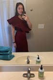 When looking for a dress, I was shocked to see how many pregnant women were wearing this dress but myself being pregnant thought I would take a shot... it's so stretchy and forgiving and the bouncy one sleeve covers up what feels like my massive boobs! Really excited to wear this for my husbands holiday party - Rebekah M.