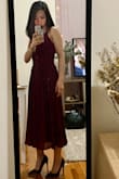I love the dress. Look gorgeous for a holiday party. Fit to the true size and the color looks like in the picture! - Loc N.