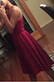 Bust: 28D Hip: 31"
Perhaps I should've managed my expectations, but the dress was too long for me, unattractively going past my knees. I'm used to getting alterations at the bodice but I wasn't planning to get anything done to this dress. I will probably give it to my 5'7 girlfriend and find another dress for my winter formal. - Lailah B.