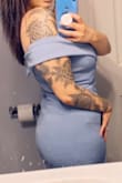 I honestly don't know my waist/hip size but I have wider hips, and a smaller waist. I got a L because of my bigger hips & bust. It's a wee bit long but that's okay I can wear heels. 

The color is beautiful, it's comfortable and material feels nice. I'm really happy to have found a pretty dress for weddings. - Cayla C.