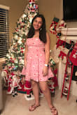 I love this dress - everything from the color, the print, and the style. Made me feel super cute! It's a little tight, although I am glad I did not go a size up, and the material isn't too stretchy. Besides that, the dress is still beautiful, and can be dressed up with heels and jewelry, or dressed down easily as well. I wore it for Thanksgiving, but I will definitely be wearing it more in the spring and summer! - Juliana E.