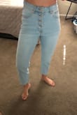Glad I followed reviews and sized down. Normally a 25 in jeans and got size 24. Was worried they were going to be too tight. There's a lot of stretch to them. They're so comfy!! Wish they had diff colors. Make sure to size down! - Jessica M.