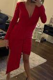 Loved this dress! Beautiful bright red, great fit and very flattering. Have to be prepared for short and low cut- great party dress. - Marcella S.