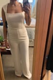 Ordered two colors- the white was lined making it nice and thick while the emerald green was not lined and considerably thinner. I usually wear a Large in Lulus but it didn't work for this style: The bust fits well. The midsection is not flattering. The crotch is a little snug/short for tall people/those with a decent bum. The length is very long even for me at 5'10" (shorter gals, you may need to have it hemmed). - Ana D.