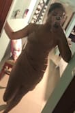 The dress fits like a glove - great if you want to show off your curves, but maybe take a larger size if you prefer a looser fit. The material is very smooth, doesn't look cheap and at all, and the color is absolutely gorgeous. I'm so excited to wear this out! - Amanda P.