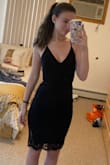 I got this dress for a wedding and I'm truly obsessed. It is so comfortable! The one thing to keep in mind though is that there are no cups in the dress. You could probably go without wearing anything as the material is thick enough, but for me Atleast, I prefer to have something. Stickies work perfect and don't show. Totally recommend this dress! - Amanda C.