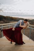 I bought this dress for my engagement photos and it was to die for! It's so comfy and flattering. The back straps are adjustable and the material is heavier/good quality. I wore petals, but you could easily go without if desired. I'm pretty tall and this dress was plenty long, even with heels (I ordered a Small). Will be buying this in another color because I love it that much. - Katherine C.