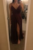 I ordered this dress for a wedding that I'm in - holy cow I'm SO happy with how it fits! I ordered both a small and medium, not knowing which size would better fit me with being small chested. Typically this style of dress doesn't fit my bust area and is pretty big. I'm so happy I ended up sizing down to the small, because it fits PERFECT! It's a rather long dress, but with heels - it's the perfect length as well. It's such a soft material and I'm obsessed with the adjustable straps too! - Allison S.