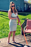 This dress fits so great! It had a nice stretch which I appreciate because of my butt, and it doesn't ride up while I walk! I want to get it in more colors! - Samantha S.