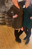 This dress is amazing but a lot of the reviews said to size down- I did and wish I had stuck to my true size. It still fit well, just wish it fit a little more loosely on Me, mostly because I have broad shoulders. The material is light weight, it's a perfect length (hit me a bit above the knee) and it's SO comfortable! - Anna O.