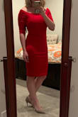 I almost always order a medium in all lulus dresses, and I really wish I would have ordered a large here. This dress is GORGEOUS!! So classy. But it was skin tight. Hard to tell in the pic, but it was uncomfortably tight and if I were to eat anything at all I know my stomach would poke out. I'll probably return for a large (for reference, I wear a medium in most brands). The material is really thick and forgiving, I'm excited to see how the large fits. - Natalie H.
