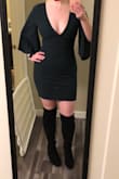 I wore this dress to a wedding and got so many compliments on it! While standing upright and looking in the mirror, everything was held in well. My only issue was that with any sort of walking around, my chest did not want to stay in at all! I am sure some tape would have fixed this and plan to use some the next time I wear it. Although the dress is tight, the fabric is super stretchy and was extremely comfortable! I had originally ordered 2 sizes - the small and the medium. The small is tight, but I was swimming in the medium! If you are between sizes, pick the smaller one! - Hannah R.
