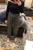 They fit great just like any pair of paper bag pants! Super sparkly- much more so than the picture shows. - Katherine P.