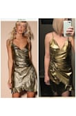 I wanted & NEEDED to LOVE this! I have been searching Lulus website for a couple years now, and finally decided to order a dress for my husband's formal, work Christmas party. I looked at every cocktail dress they had in my size. I kept coming back to this one, but really didn't want to get a $98 dress for 1 event. I finally decided I had to have it. I received the dress yesterday and & after trying it on with numerous bras and undergarments, I realized I just can't make it work. The top area does not fit at all like I expected, it doesn't look even close to the quality of the dress the model is wearing, and it is NOT the same color (which was my favorite part). Also, I knew it would be thin, but I feel like I could rip it like a piece of paper. I am soooo sad and disappointed. I will be using my lunch break today to run to the mall in hopes that I can find something quick enough. 
*I will say though, I also ordered some thigh high black boots and I do LOVE them! - Acacia F.