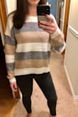 Great sweater for winter! The material is very soft and I love the colors together. The sweater is a little boxy and shorter than I would like, but I'm still happy overall with it. - Michelle P.