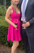 The color is beautiful and the dress fit perfectly! It was comfortable and I was able to wear a regular bra with it which is always a plus. The material wrinkles easily so it took me awhile to iron, but that's not a big deal to me. - Shayna S.