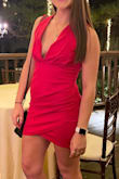 I wore this dress to my company Christmas party & I got so many compliments on it. The bottom cut is so flattering and it sort of rides up a little bit but it's not to bad. It's thicker material so it smooths the curves. I have a smaller bust so I didn't really fill out the top but I used clothing tape to hold everything in place & it was perfect! Absolutely love this dress. - Kristi H.
