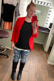 Love the color and the fit. I like to cuff my sleeves and this material doesn't cuff well so I end up having to re-cuff the sleeves throughout the day. - Labri F.