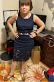I am 5'7" about 165 lbs and so I went with large. I love it! It's so chic and cute - got many compliments. :) - Emily C.