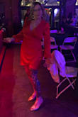 I love this dress. So soft and satiny. For me tight up top and looser on bottom. - Joanne C.