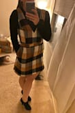 It's such a unique dress I got so many compliments! I got a large To be conservative and wear as a work dress. it's a bit bigger but I'm ok with it! It's a thick material so perfect to wear with tights, And boots to be warm. The sleeves are heavy so they fall easily but again I wear it to work so I rocked a long sleeve body suit underneath. A+ Lulus! - Molly S.