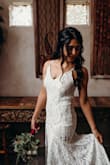 This dress was so incredibly perfect for my elopement. It was elegant and boho all in one. The dress was super comfortable and fit perfectly. The train at the end of the dress was beautiful. Pictures do not do it justice. Overall I am very happy I chose this dress. - Rabia M.