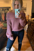 The fit is perfect it's not so oversized that it looks fluffy. The open shoulder is to die for. Everyone needs this shirt. - Brittany B.