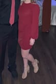 I am 5'4", 138lb, 34B chest. I wore a small and this dress fit perfectly. The chest was a little tight with a regular bra, but still fit well! If you're looking for a loser fit, size up. - Natalia S.