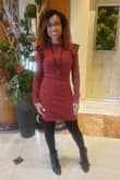 It was a cold day so I wore a tank top underneath and tights and it still fit nice. - Faith E.