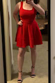 I'm a sucker for a red dress, and after wearing my current red cocktail dress to death I knew it was time to replace it. This fits the ticket! Super flattering cut and shape, plus the color is stunning! I run between S and M but opted for S based on reviews and it fits perfectly. I also have a larger chest and this didn't present any issues. - Kait M.
