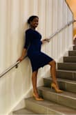 I wore this dress to a holiday party that one of my clients invited me to. All eyes were in me! The dress hugged all the right areas of my body, gave my boobs a perky look, and lifted my butt.

I wore this dress with Steve Madden Vala heels - caramel.

I highly recommend this dress. I bought it in navy blue and white.

I felt like a rich woman in this dress! Lol - Sophia R.