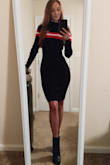 I absolutely love this dress! It does bunch a little because it's still just a smidge too big around my chest and waist area, but not very noticeable at all. - Jillian Z.
