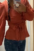 Cute SENORITA top with trendy puffy sleeves and beautiful color for fall/winter - Navjot S.