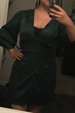 I wanted to love this dress! I loved the color! After using the Lulus chat function they suggested medium - hope this review will help you find a better fit. I'm 5'1" - so the length worked great. The bottom section of dress was a bit too big for my liking but all the top half way is too large for my frame. Those sleeves tho - wow very large and billowy - again due to being petite it completely overwhelmed my figure-in the picture I tried to gather it above my elbows but I didn't feel it. :( - Roxanna P.