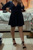 What a great dress. I bought it for Christmas and it fits so well and is loose not tight at all and it's very flattering!!! Love the color and velvet! - Alex F.