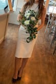 I got this dress for my civil wedding and it was perfect. The quality is very good and it fits perfect. I got the dress in the S size, but since it has a lot of stretch,  size XS would fit perfect too. If you wear Small and like very fair dress, I would recommend to get size XS. - Angelica P.