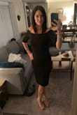 I love this dress- I would rock it to a wedding. Can't wait to wear it! It's a little snug and unforgiving if you're having a bloated day but I still think it's a great dress. Normally off the shoulder dresses bug me because the sleeves fall down but this dress stays put very well. - Beckie M.