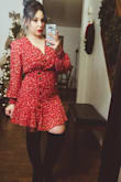 Beautiful dress ! Good quality.  Love the rushing on the dress for my postpartum body. Do go a size up because the skirt part has no stretch.  You can wear it any season, dress it up with cute summer heels or nice knee high boots for the winter. - Daniela Z.
