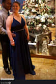 This dress is LOVELY! Just as pictured, material is good quality & the color was great! My favorite part is the back! We originally ordered a size 8 but it was too small so we got a size 10 instead. The rhinestones at the upper waist cause it to fit pretty tight there otherwise it worked well everywhere else. It was slightly uncomfortable to wear for a long period so I wish we would have gone up another size then had the bust or length altered if needed. The upper neck clasp came undone from the material before we were even done with pictures prior to the dance but I was able to adjust the straps so that it was hardly noticeable & could still be worn to the dance. I was pretty disappointed by that but it is an easy fix with a few stitches & we might not have had that problem if we went up a size. For the price, I would still recommend this dress! - Cynthia S.