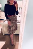 Love this skirt!! I am a medium usually so reading the reviews I went with a small and I am so glad I did! - Madeleine M.