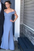 This dress is stunning! I had to have it altered a bit shorter and have the off the shoulder straps altered as well, but it was so worth it. The fabric is thick and good quality. The color is gorgeous. - Alexandra W.