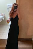 I ordered this for a military ball in November. The color is AMAZING and easy to match with your date for a wedding or event. The detailed back was the perfect accent to the dress. I would recommend ordering a smaller size, I ordered an XS and had to hem the bottom of it. However, looks super classy and professional! Easy to pair with black or nude accessories. - Sydnie Z.