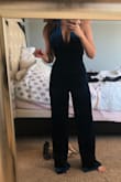 I wish I would've sized down. Love the material and the look; however, it was much too large in the waist. I had to return. - Jessica H.
