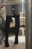 I ordered thru various websites at least 6 different pairs of otk boots, I was specifically looking for low heels but I saw these and figured I'd try them out. They look fantastic on! I'm usually a 9.5 but since they almost never carry that size on lulus I opted To get the 10s, they fit perfectly. The otk was nice and fitted all the way up, I do feel like you'd want to wear otk socks to keep them up a little better. Despite my love for these and how hot they looked, the heel was just too high for wearing around my little beach town. I still think they were comfy tho, great boot but I had to return them. - Kristin Q.