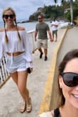 I love these shorts. I ordered a size medium, and they fit really well. They do get stretched out a bit over the day, but they still are cute. - Jessica D.