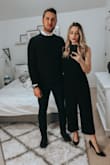This jumpsuit is amazing! I ordered a size small (5'5" | 124lb | 34B) and it fits me perfectly. I just got this, and I have already worn it twice: I wore this our to a nice dinner and to a retirement party. I think it will become one of my go-to easy outfits. I don't think I would dress it down, because it does have a nicer look to it, but there is tons of flexibility to dress it differently with accessories. I could wear this to a work conference or I could wear it to an upscale event.

Material info: Feels thick and high quality. I washed and dried it with no shrinkage. It doesn't attract lint/animal fur/etc so that's super nice. It does not have any stretch/give to it. - Ashley S.